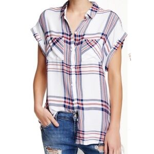 Beachlunchlounge Bella Plaid sleeveless shirt M